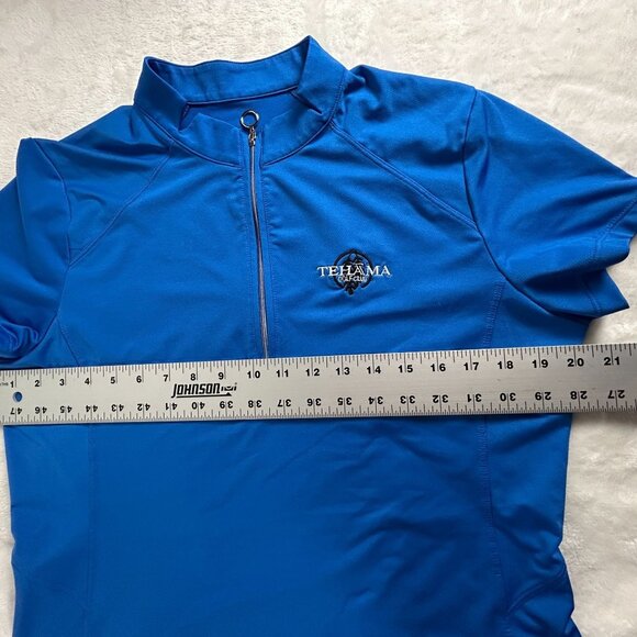Tail Womens Blue Short Sleeve 1/4 Zip Golf Polo Shirt Tehama Logo Large Stretch - Picture 7 of 9